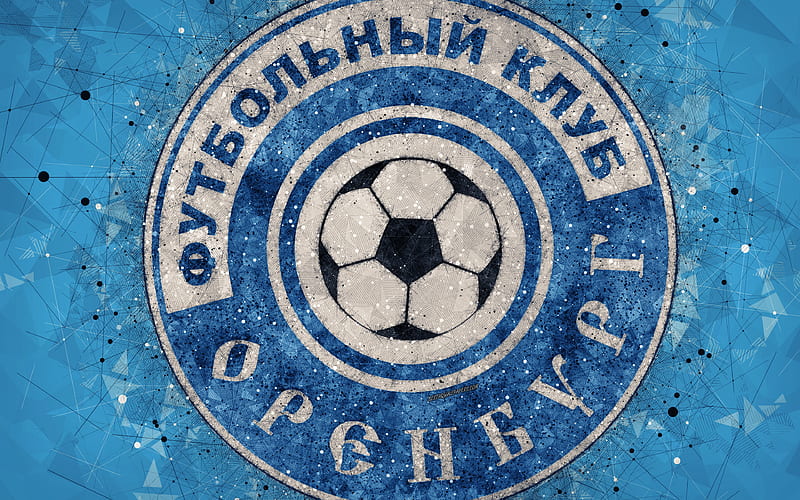 Orenburg FC Russian Premier League, creative logo, geometric art, emblem, Russia, football, Orenburg, blue abstract background, FC Orenburg, HD wallpaper