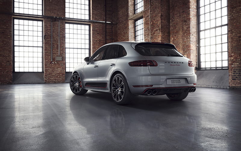 Porsche Macan Turbo, 2018, Exclusive Performance Edition, exterior, new gray Macan, sporty SUV, tuning Macan, back view, Porsche, HD wallpaper