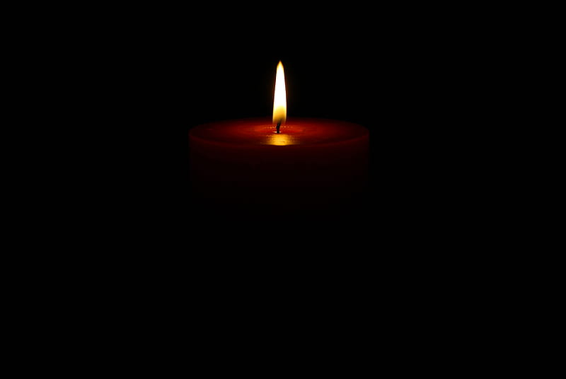 Candle light, red, candle, flame, black, light, HD wallpaper
