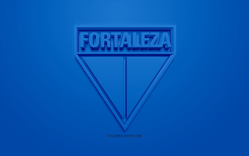 Fortaleza Esporte Clube, Fortaleza FC, creative 3D logo, blue background, 3d emblem, Brazilian football club, Serie A, Fortaleza, Brazil, 3d art, football, stylish 3d logo, Fortaleza EC, HD wallpaper