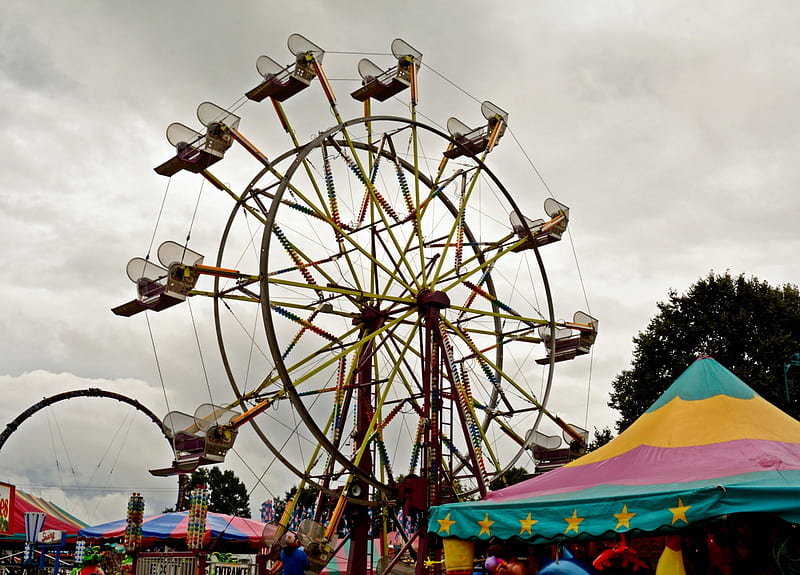 The Stark County Fair, fun park, canton ohio, county fair, ferris wheel, fair rides, HD wallpaper