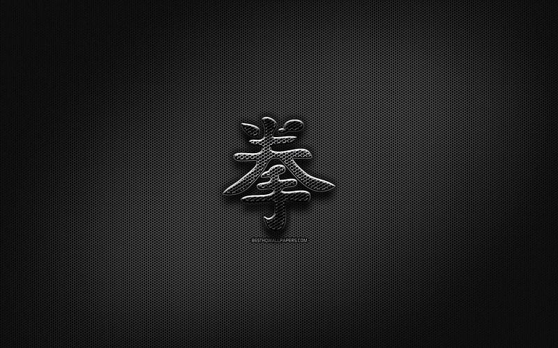 Boxing Japanese character, metal hieroglyphs, Kanji, Japanese Symbol for Boxing, black signs, Boxing Kanji Symbol, Japanese hieroglyphs, metal background, Boxing Japanese hieroglyph, HD wallpaper