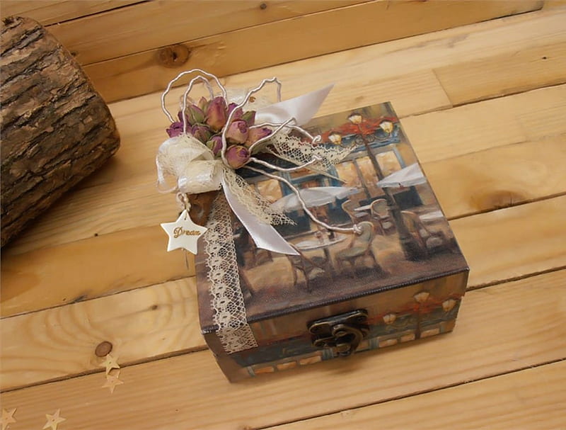 Dreambox, stars, box, roses, gift, miscellaneous, boxes, dream, wooden, wood, HD wallpaper