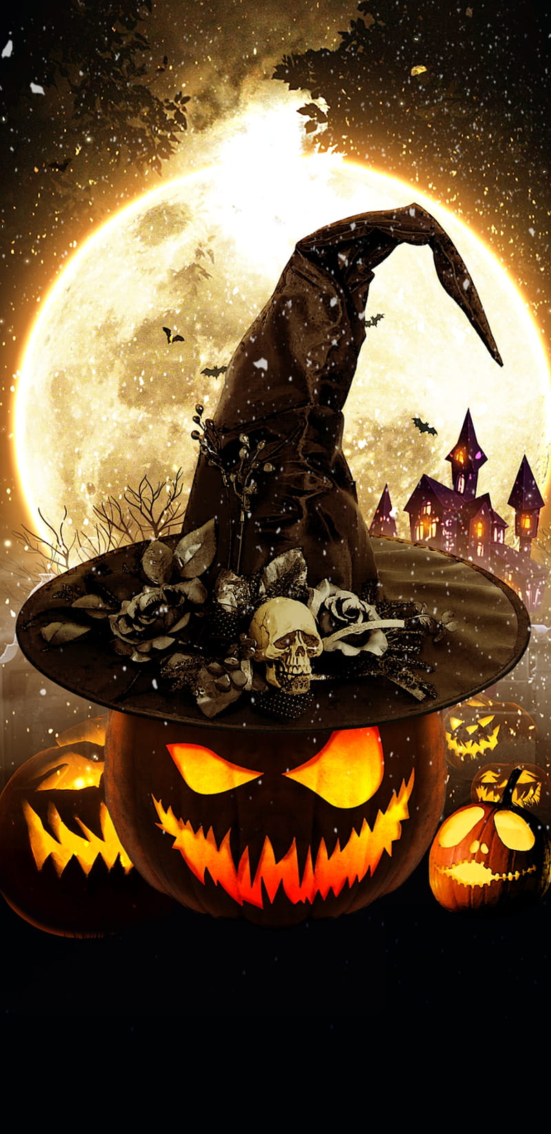 Halloween Pumpkin, halloween, pumpkin, witch, halloween pumpkins, pumpkins, skull, glow, HD phone wallpaper