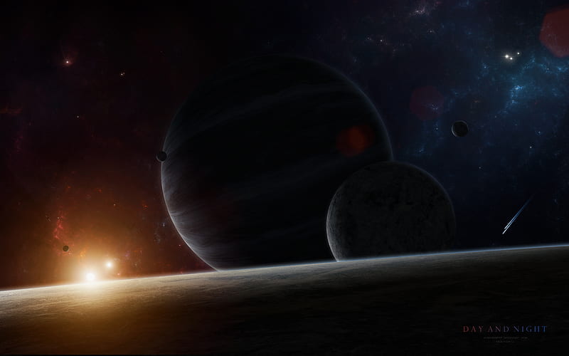 planets, flash, bright, glow, space, HD wallpaper