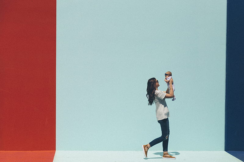 woman carrying baby while walking, HD wallpaper