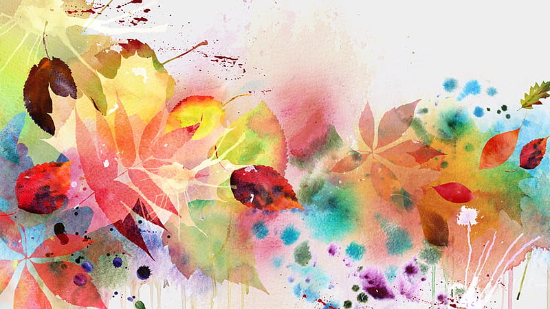 Painting Autumn Colors, artistic, fall, autumn, leaves, Firefox Persona theme, watercolor, HD wallpaper