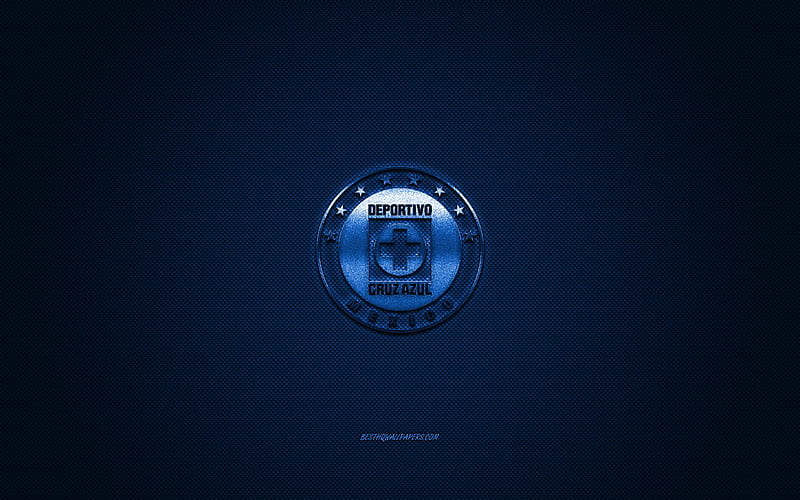 Cruz Azul, Mexican football club, Liga MX, blue logo, blue carbon fiber background, football, Mexico City, Mexico, Cruz Azul logo, HD wallpaper