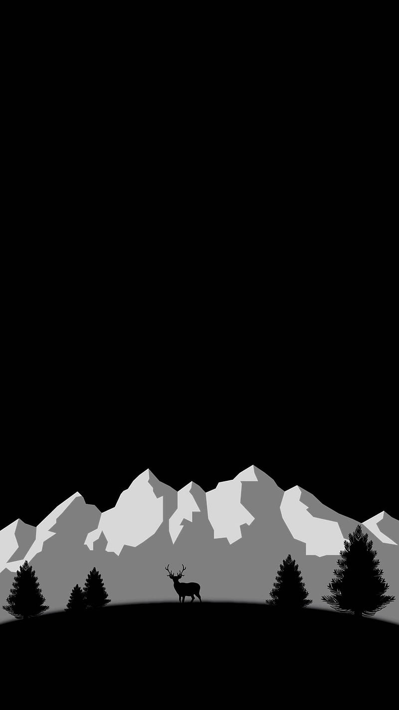 AMOLED Mountain, oled, minimal, trueblack samsung, HD phone wallpaper