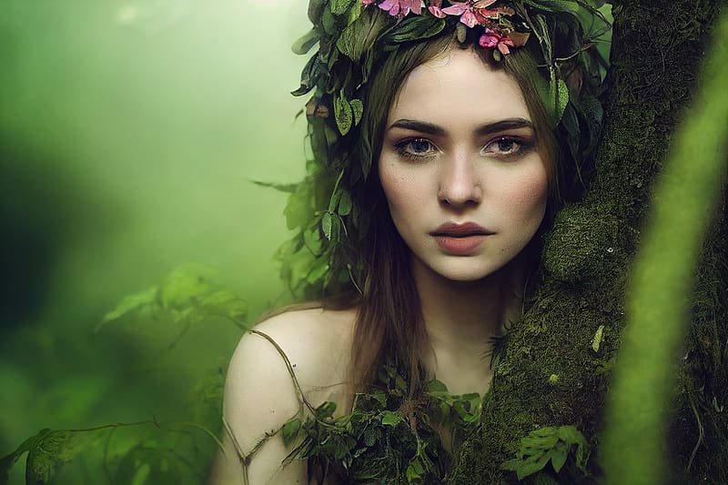 Forest Nymph Green Frumusete Nymph Art Fantasy Face Girl Forest Hd Wallpaper Peakpx 0628
