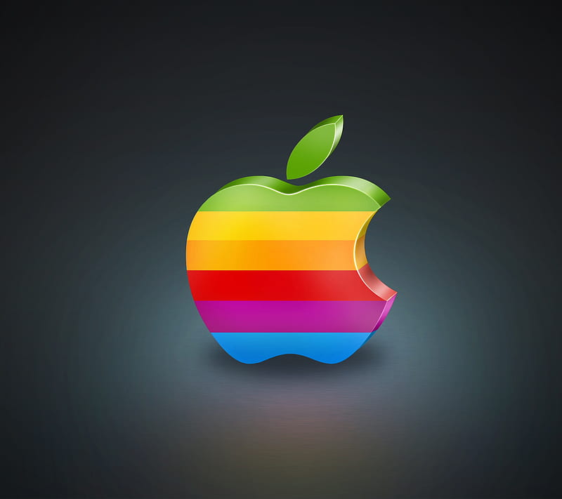 Apple, black, colored, cool, mac, nice, rainbow, HD wallpaper