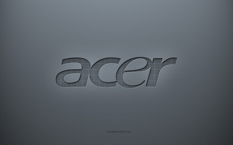 Acer logo, gray creative background, Acer emblem, gray paper texture, Acer, gray background, Acer 3d logo, HD wallpaper