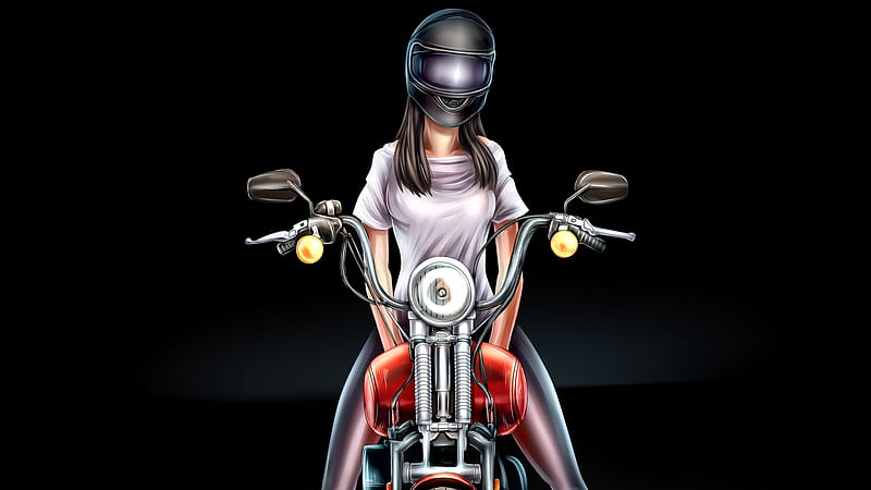 Biker Girl Digital Art , biker, artist, artwork, digital-art, HD wallpaper