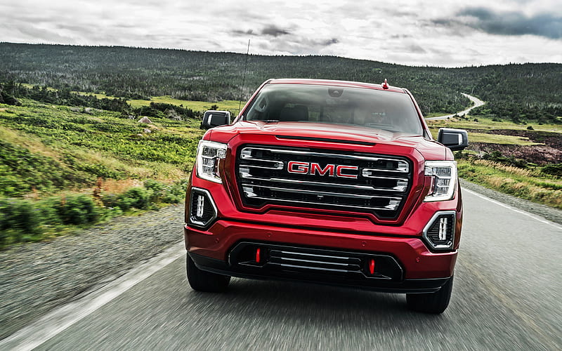 GMC Sierra AT4, 2019, front view, new red Sierra, american pickup trucks, USA, GMC, HD wallpaper