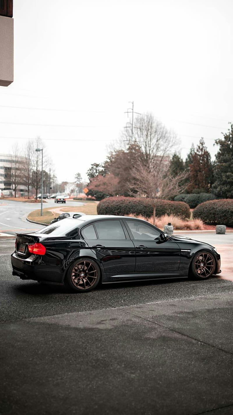 BMW M3, black, car, e90, m power, sedan, tuning, vehicle, HD phone wallpaper
