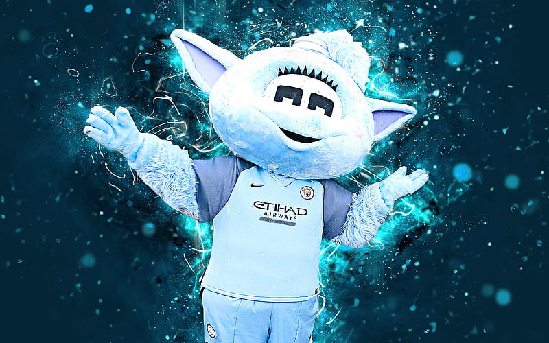 Moonbeam mascot, Manchester City, abstract art, Premier League, creative, Man City, official mascot, Manchester City mascot, HD wallpaper