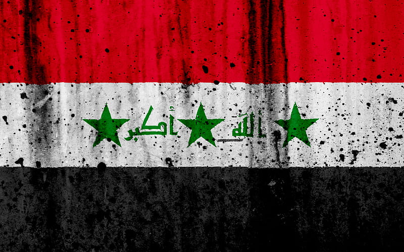 Iraqi flag grunge, flag of Iraq, Asia, Iraq, national symbols, Iraq national flag, HD wallpaper