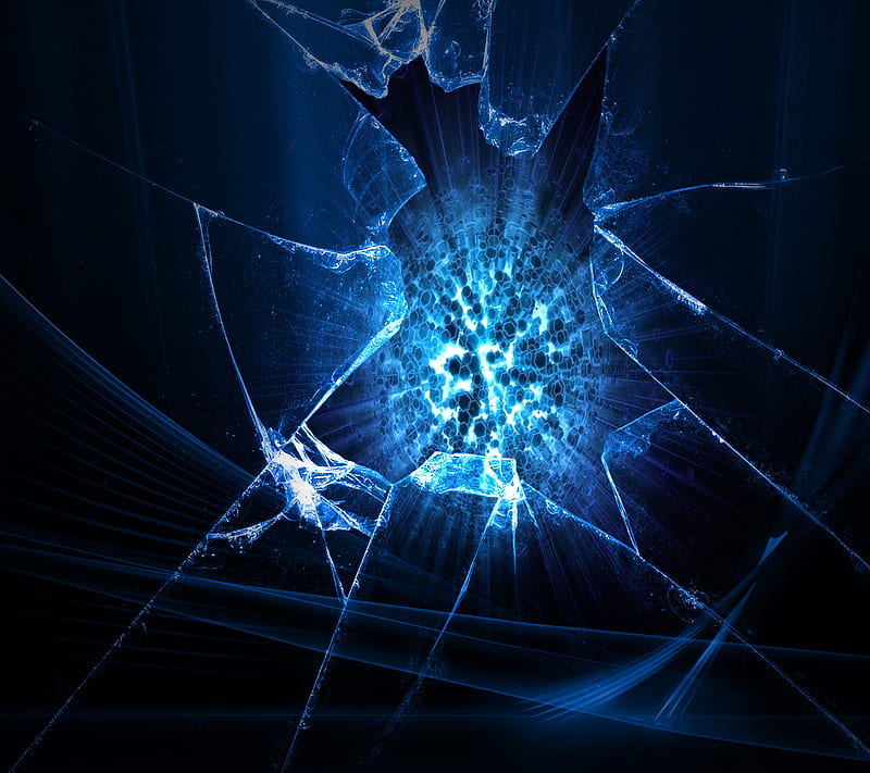 Atom Blast - Gnex, blue, cracked glass, holo, HD wallpaper