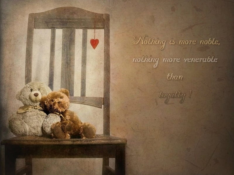 Loyalty, words, teddy bear, noble, precius, HD wallpaper