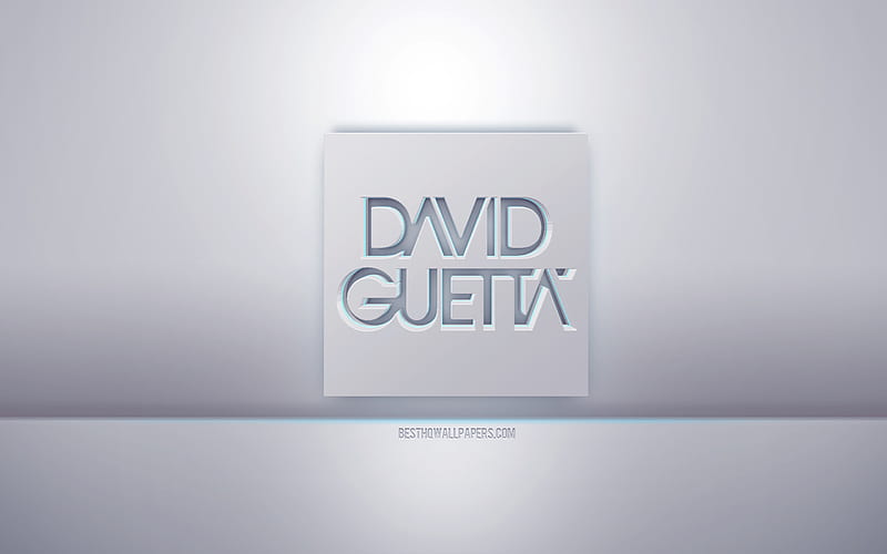 David Guetta 3d white logo, gray background, David Guetta logo, creative 3d art, David Guetta, 3d emblem, HD wallpaper
