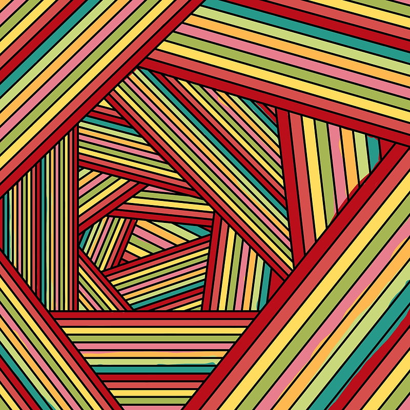 Colorful Lines, bars, green, pattern, patterns, pink, red, retro, yellow, HD phone wallpaper