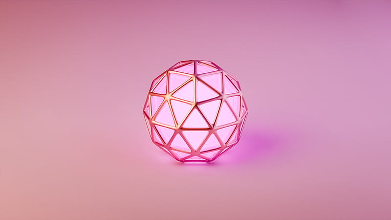 ball, polyhedron, facets, metal, HD wallpaper