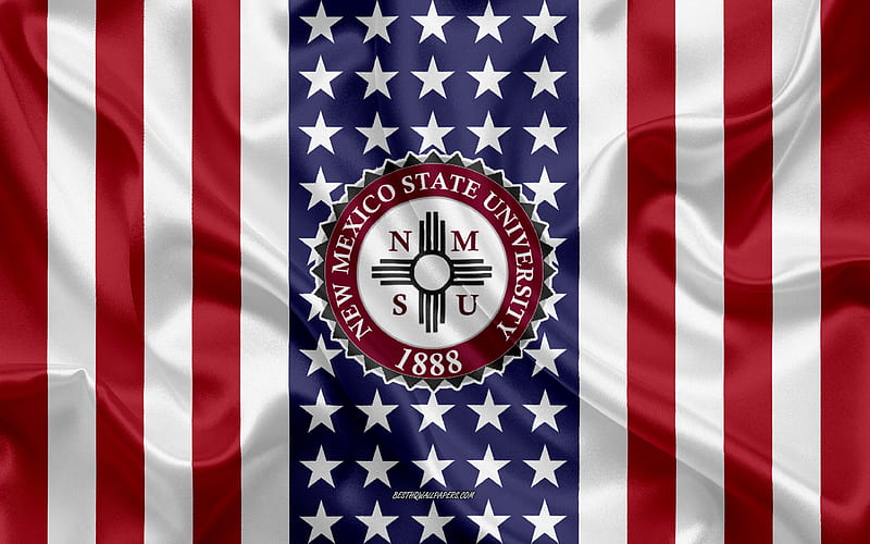 New Mexico State University Emblem, American Flag, New Mexico State University logo, Las Cruces, New Mexico, USA, New Mexico State University, HD wallpaper