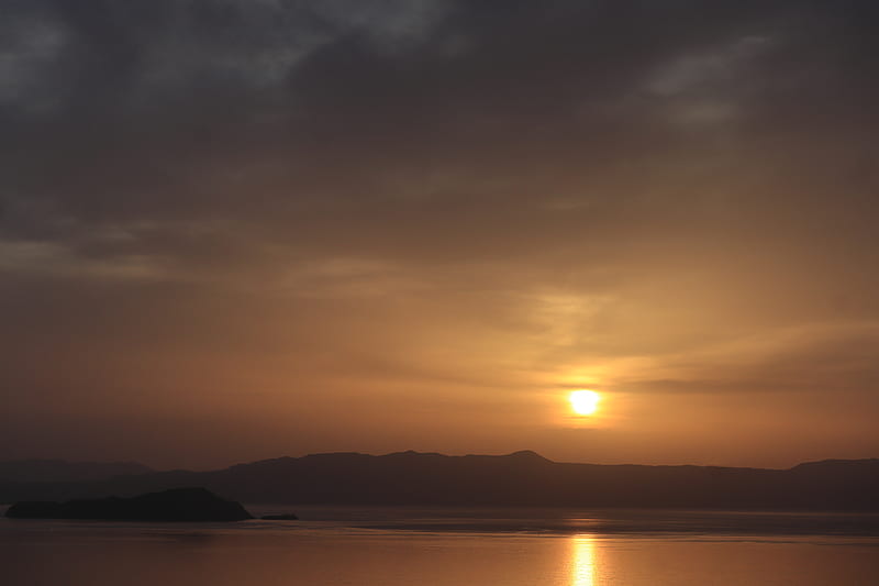 sun, lake, reflection, sunset, HD wallpaper