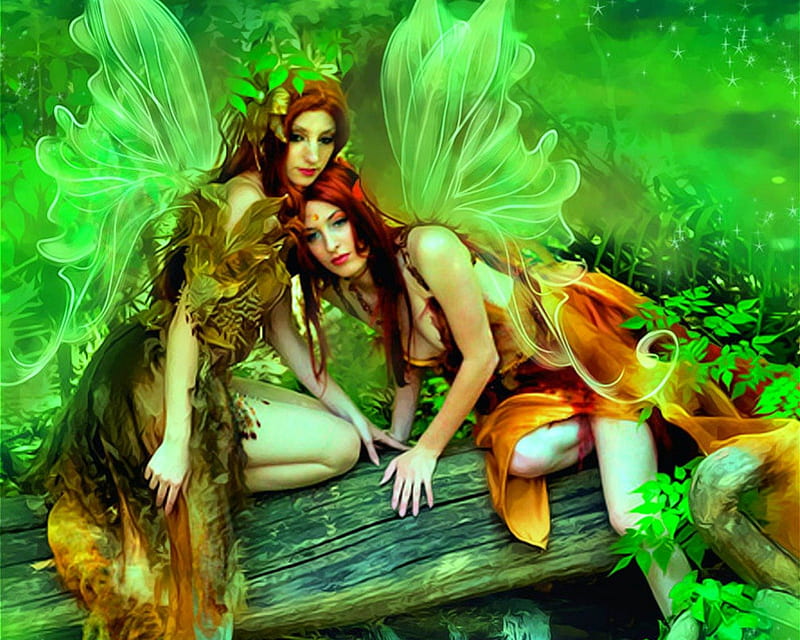 Two sister, fantasy, wings, fairies, sister, girls, HD wallpaper Two sister, fantasy, wings, fairies, sister, girls, HD wallpaper