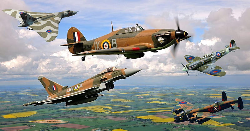 Military Aircraft Montage, ww2, fighter, british, world war 2, planes, military, jet, bomber, vintage, HD wallpaper