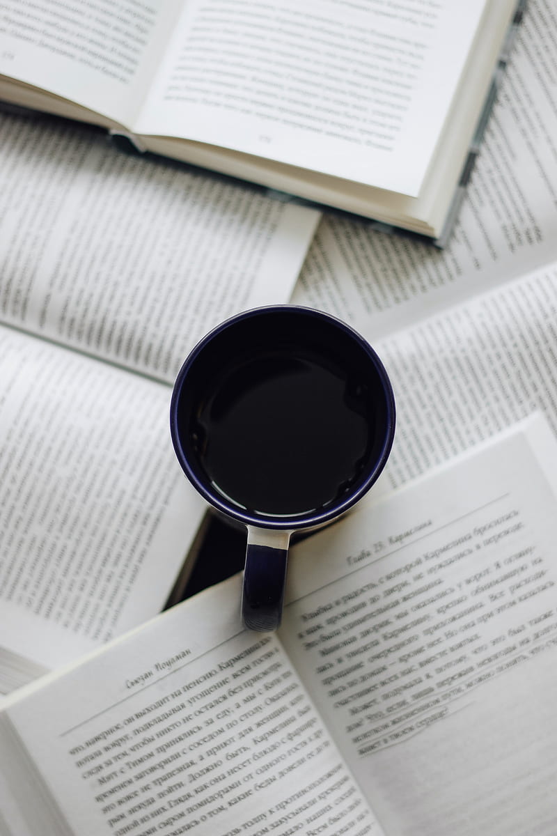 cup, coffee, books, text, HD phone wallpaper