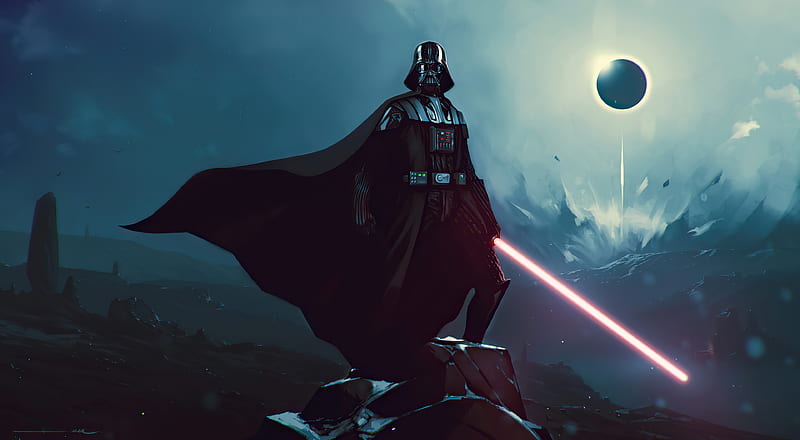 Darth Vader Laser Sword, darth-vader, star-wars, artist, artwork, digital-art, artstation, HD wallpaper
