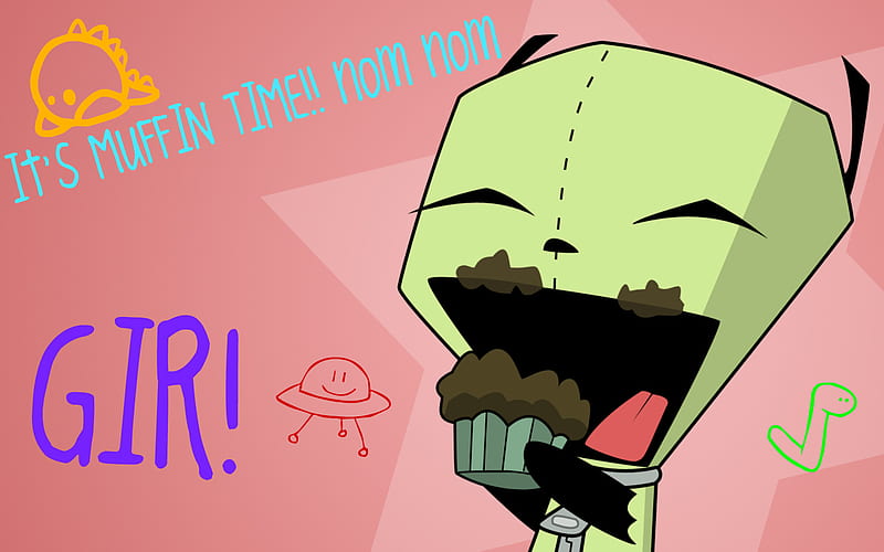 Muffin time with GIR, gir, time, muffin, eating, HD wallpaper