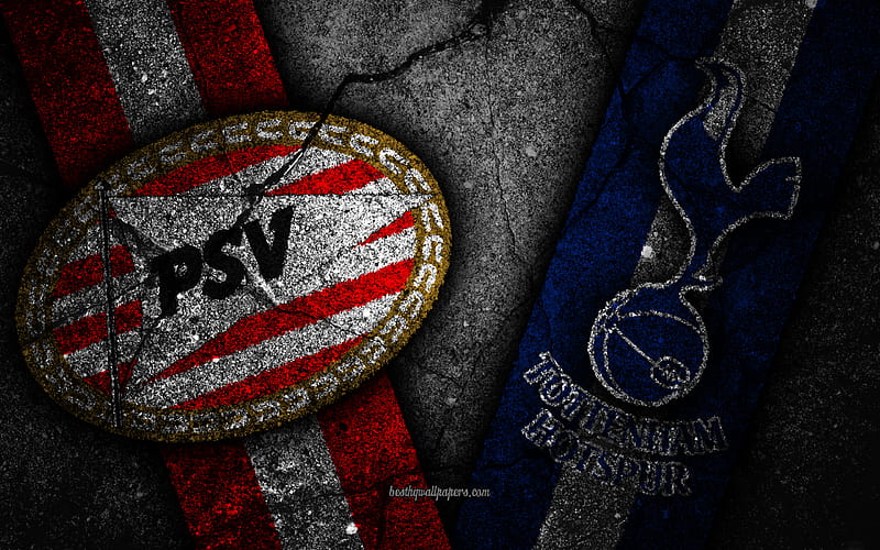 PSV vs Tottenham, Champions League, Group Stage, Round 3, creative, PSV FC, Tottenham FC, black stone, HD wallpaper