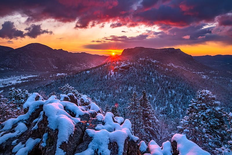 Earth, Sunrise, Colorado , Rocky Mountains , Landscape, HD wallpaper