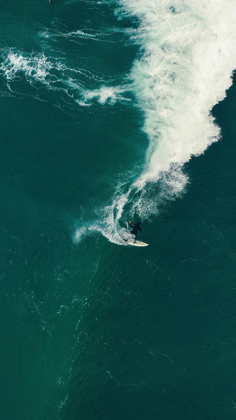 surfing, surfer, wave, sea, aerial view, HD phone wallpaper