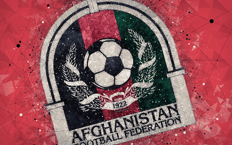 Afghanistan national football team abstraction, mosaic, geometric art, logo, red abstract background, Asian Football Confederation, Asia, emblem, Afghanistan, football, AFC, grunge style, creative art, HD wallpaper