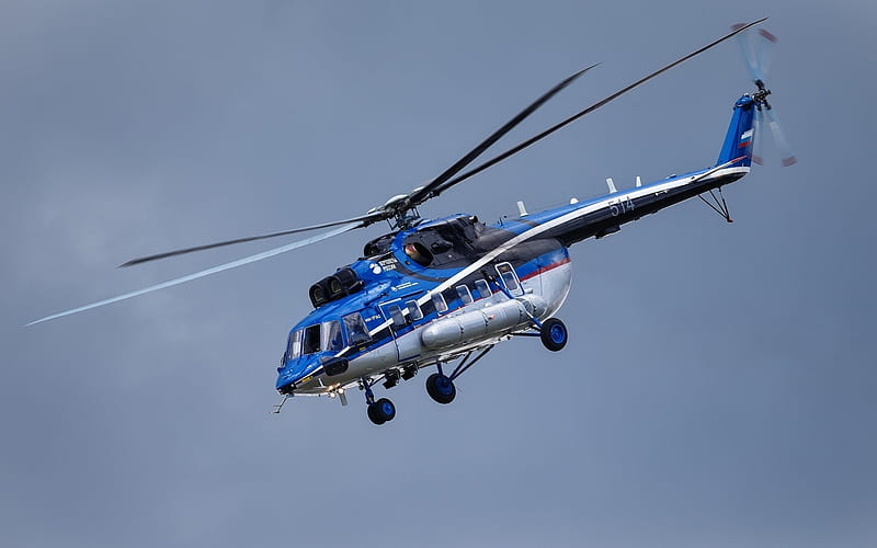 Mi-171A2, civil aviation, blue helicopter, Mi-171, Mil, HD wallpaper