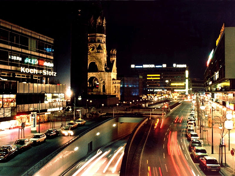 Berlin, architecture, modern, wall, night, HD wallpaper