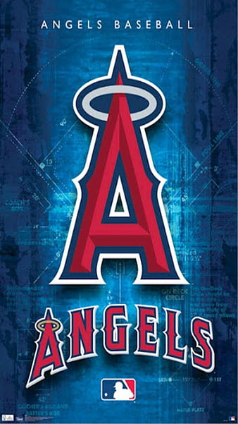 Los Angeles Angels flag, , blue and red 3D waves, MLB, american baseball  team, HD wallpaper