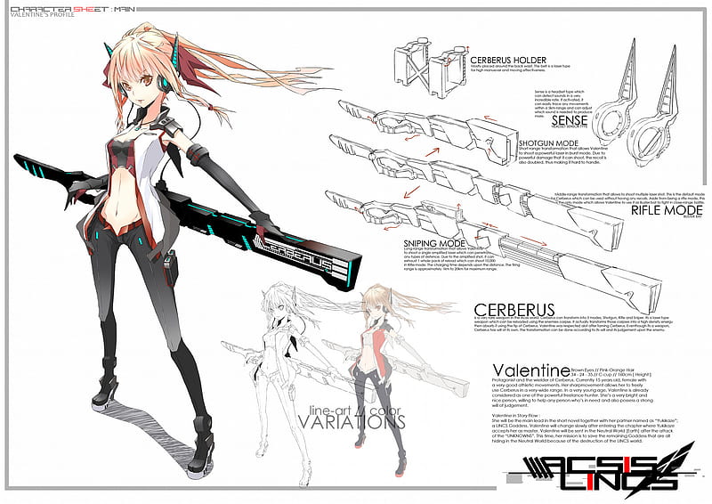 Valentine, female, twintails, ceberus, shotgun, rifle, profile, sniper, acsis, pink, HD wallpaper