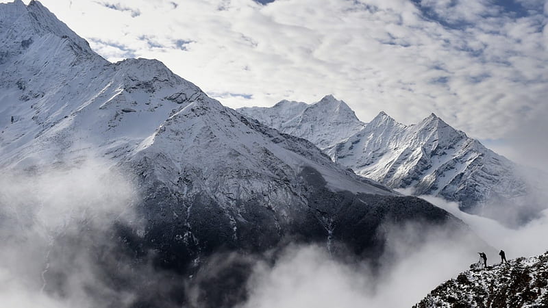 taking survey of the wonderful himalayas, clouds, snow, mountains, survey, HD wallpaper