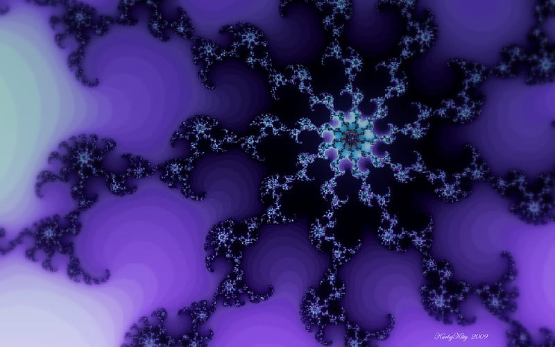 Undersea Fractal, cg, spiral, colors, array, green, purple, fractal, fractals, color, blue, HD wallpaper