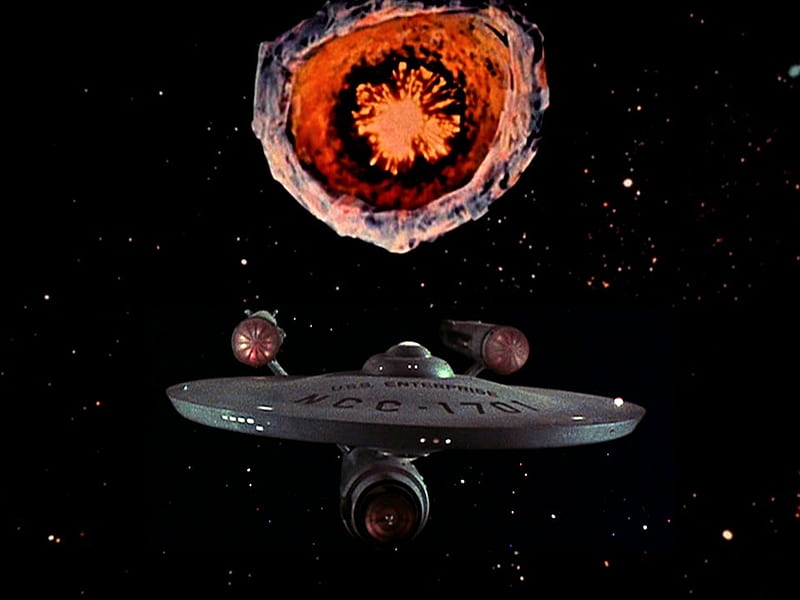 Starship Enteprise Running from The Planet Killer, Star Trek, Starship Enterprise, Planet Killer, Doomsday Machine, HD wallpaper
