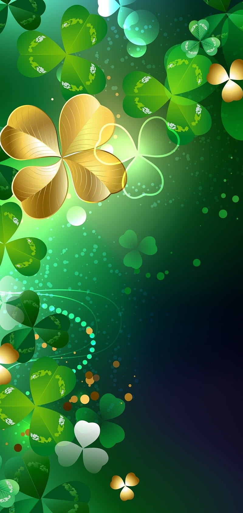 Flowing Clovers, art, clover, gold, green, new, st-patricks, HD phone wallpaper