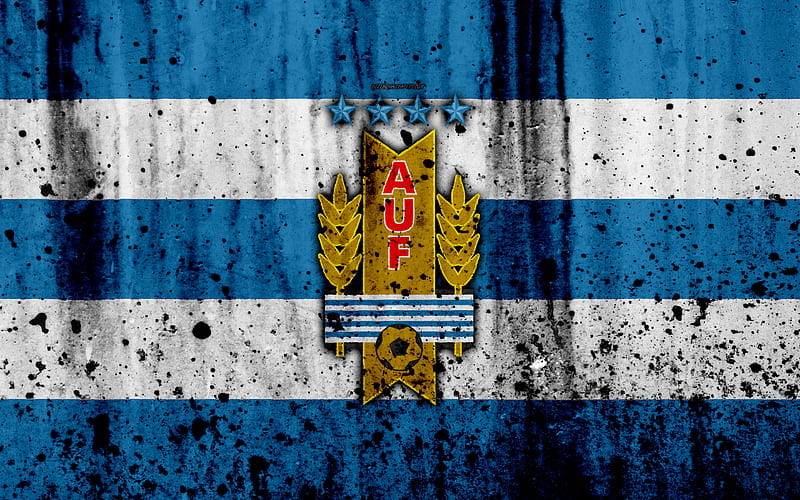 Uruguay national football team emblem, grunge, South America, football, stone texture, soccer, Uruguay, logo, South American national teams, HD wallpaper