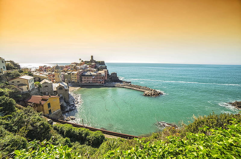 Towns, Vernazza, House, Italy, Sea, HD wallpaper