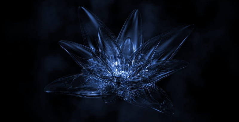 Glass Flower, glass, flower, abstract, blue, HD wallpaper | Peakpx