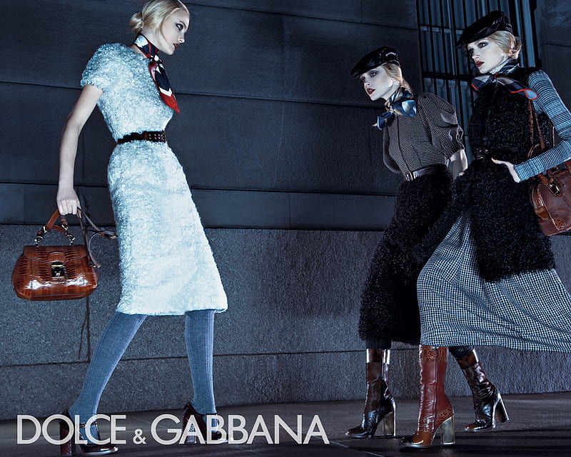 Dolce & Gabbana FW08 05, ad campaign, art, models, caroline trentini, dolce and gabbana, fashion, lily donaldson, jessica stam, HD wallpaper