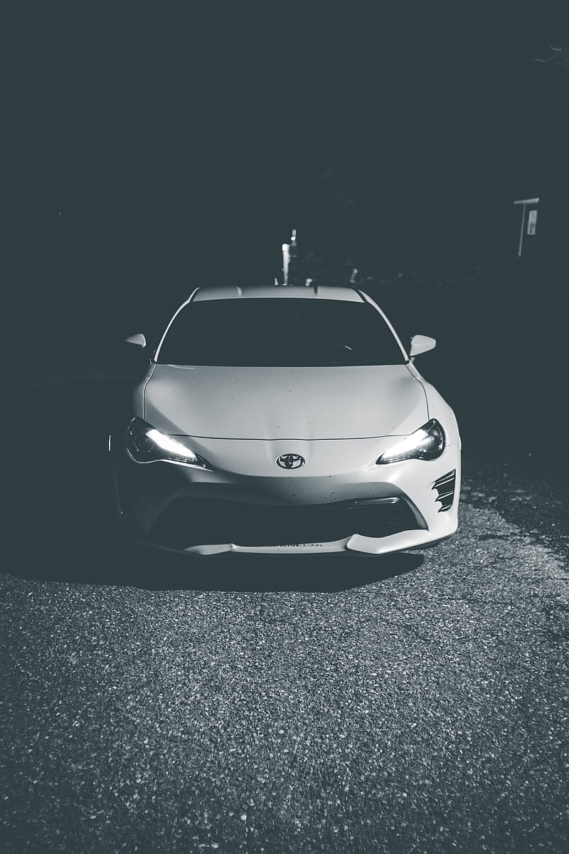 toyota, car, headlights, front view, bw, HD phone wallpaper